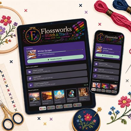 Flossworks on a tablet and a phone